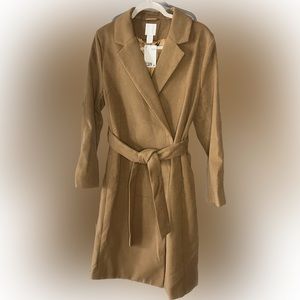 H&M Camel Tan Trench Coat - Size Large - NEVER BEEN WORN!